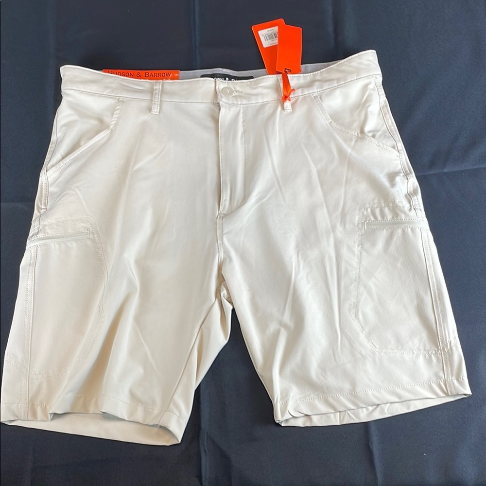 Quick dry performance stretch lightweight Men's Shorts size 36 stone eggshell